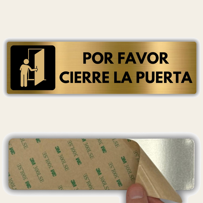Señal Cierra la Puerta de aluminio, 5x18 cm
