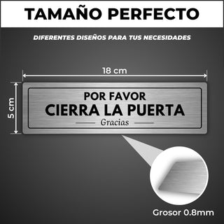 Señal Cierra la Puerta: medidas y grosor del producto