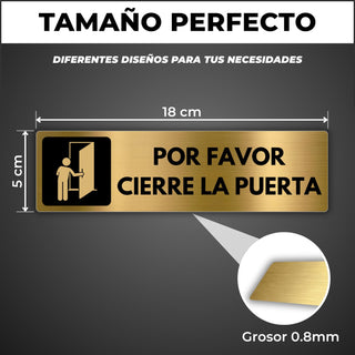 Señal Cierra la Puerta: medidas y grosor del producto