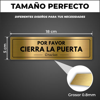 Señal Cierra la Puerta: medidas y grosor del producto