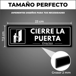 Señal Cierre la Puerta: medidas y grosor del producto