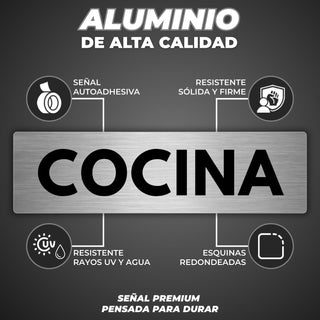 Señal Cocina: material premium resistente a rayos UV y agua