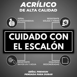 Señal Cuidado con el Escalón: material premium resistente a rayos UV y agua