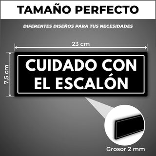 Señal Cuidado con el Escalón: medidas y grosor del producto