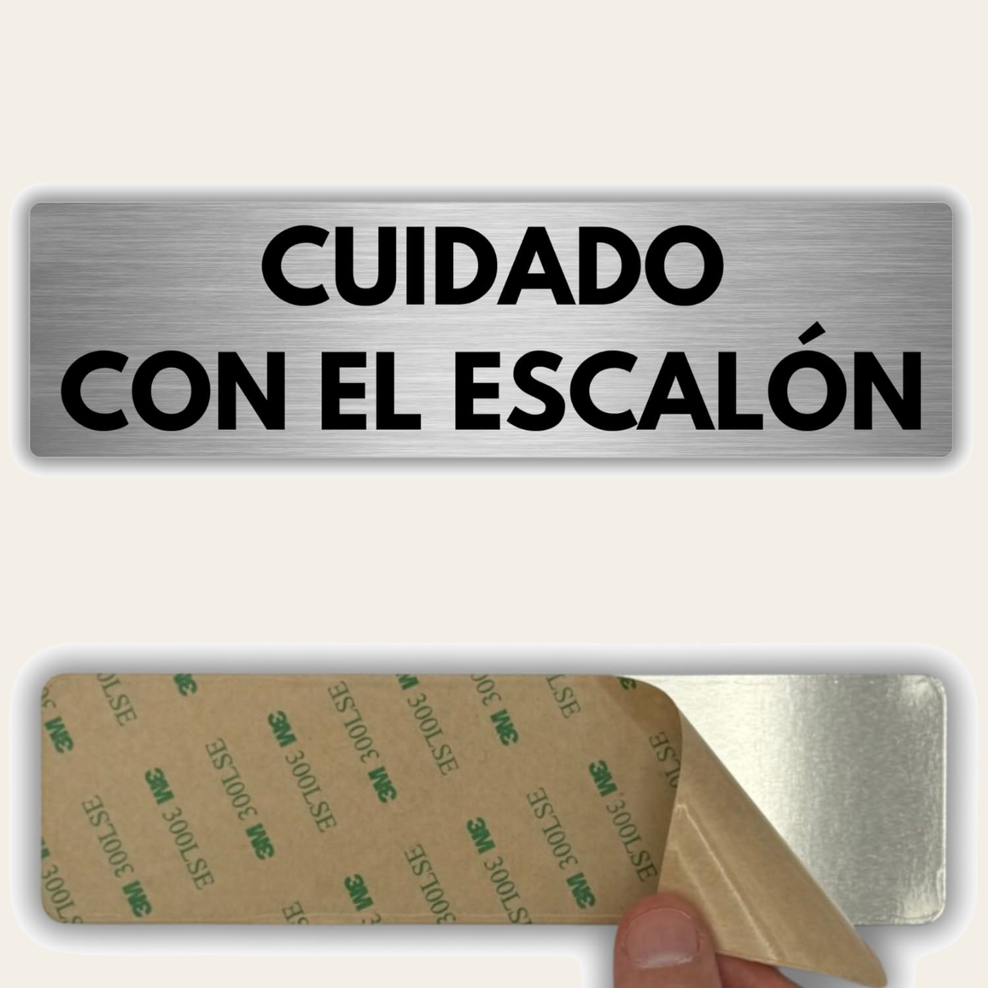 Señal Cuidado con el Escalón de aluminio, 5x18 cm