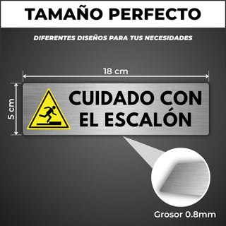Señal Cuidado con el Escalón: medidas y grosor del producto