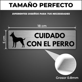 Señal Cuidado con el Perro: medidas y grosor del producto