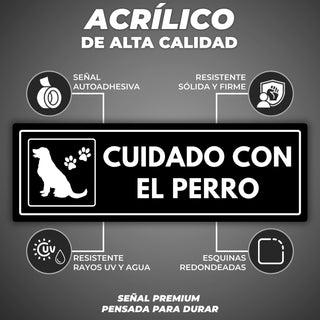 Señal Cuidado Perro: material premium resistente a rayos UV y agua