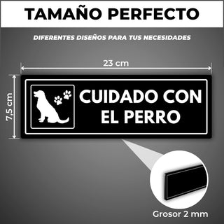 Señal Cuidado Perro: medidas y grosor del producto