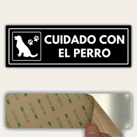 LEIASA | Señal Cuidado Perro - 7,5 x 23 cm - Acrílico - Grosor 2 mm - Resistente Exterior - Impresión UV