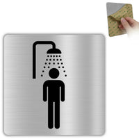 LEIASA | Señal Ducha Hombre - 10x10 cm - Aluminio - Grosor 0.8 mm - Resistente Exterior - Impresión UV