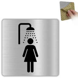 Señal Ducha Mujer de aluminio, 10x10 cm