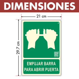 Señal Empujar Barra para Abrir Homologada: medidas y grosor del producto