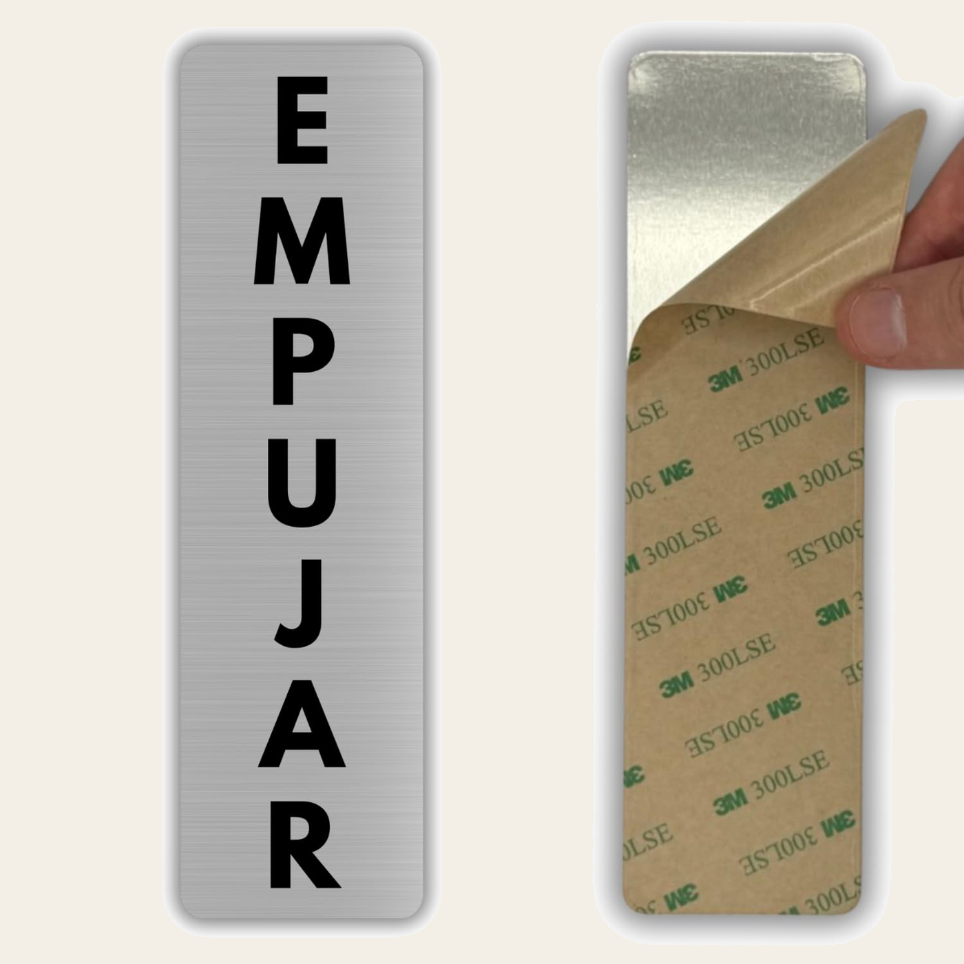 Señal Empujar Puerta de aluminio, 5x18 cm