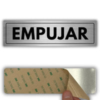 LEIASA | Señal Empujar Puerta - 5x18 cm - Aluminio - Grosor 0.8 mm - Resistente Exterior - Impresión UV