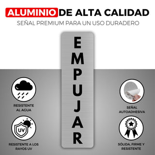 Señal Empujar Puerta: material premium resistente a rayos UV y agua
