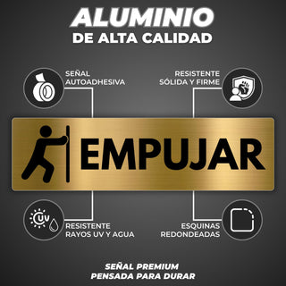 Señal Empujar Puerta: material premium resistente a rayos UV y agua