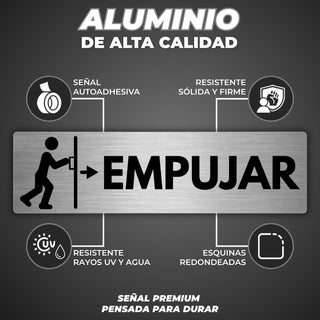 Señal Empujar Puerta: material premium resistente a rayos UV y agua