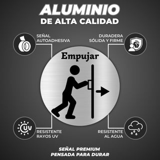 Señal Empujar Puerta: material premium resistente a rayos UV y agua