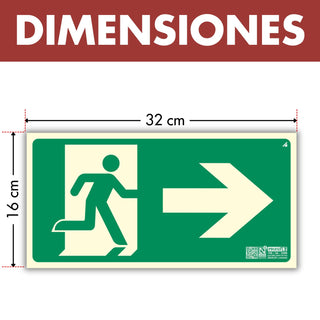 Señal Evacuación Salida Derecha Homologada: material premium resistente a rayos UV y agua
