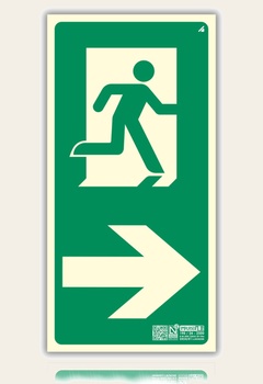 LEIASA | Señal Evacuación Salida Derecha Vertical Homologada - 16x32 cm - PVC Fotoluminiscente - Clase B - 10 Años
