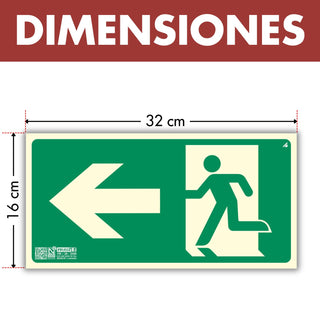 Señal Evacuación Salida Izquierda Homologada: material premium resistente a rayos UV y agua