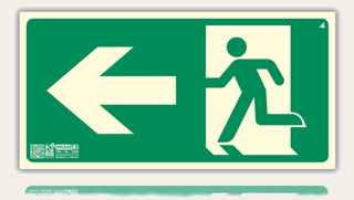 Señal Evacuación Salida Izquierda Homologada de pvc fotoluminiscente, 16x32 cm