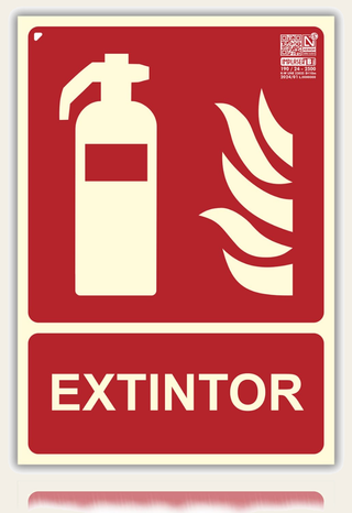 Señal Extintor Homologada de pvc fotoluminiscente, 21x30 cm