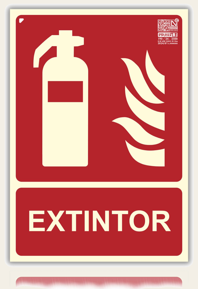 Señal Extintor Homologada de pvc fotoluminiscente, 21x30 cm