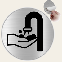 LEIASA | Señal Lavar Manos - Ø 10 cm - Aluminio - Grosor 0.8 mm - Resistente Exterior - Impresión UV