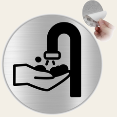 LEIASA | Señal Lavar Manos - Ø 10 cm - Aluminio - Grosor 0.8 mm - Resistente Exterior - Impresión UV
