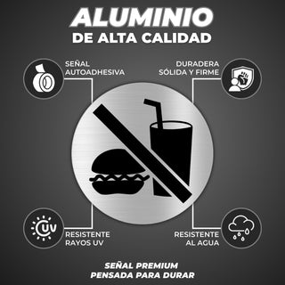 Señal No Comida No Bebida: material premium resistente a rayos UV y agua