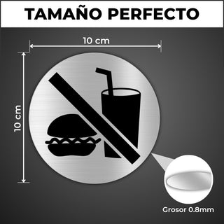 Señal No Comida No Bebida: medidas y grosor del producto