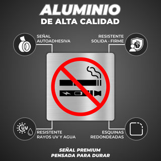 No Fumar ni Vapear: material premium resistente a rayos UV y agua