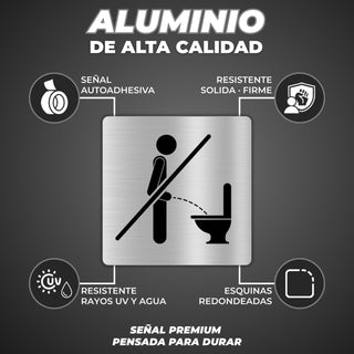 No Orinar de Pie: material premium resistente a rayos UV y agua