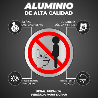 No Orinar de Pie: material premium resistente a rayos UV y agua