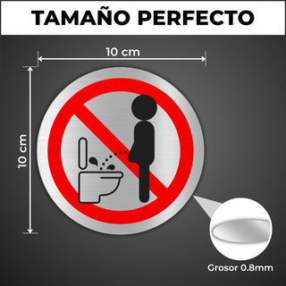 No Orinar de Pie: medidas y grosor del producto