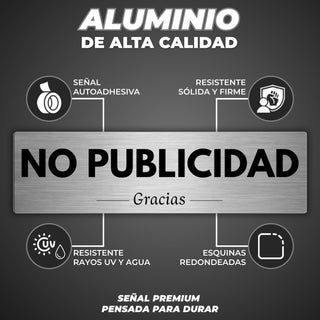 No Publicidad: material premium resistente a rayos UV y agua