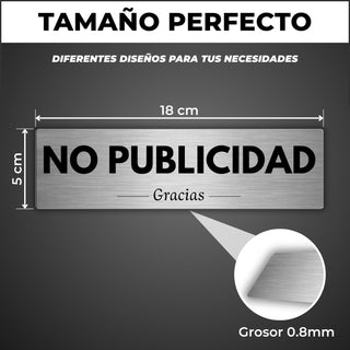 No Publicidad: medidas y grosor del producto