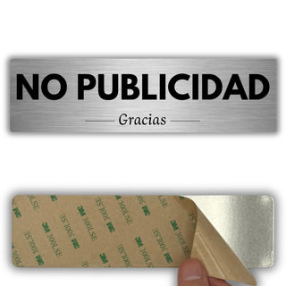 Señal No Publicidad de aluminio, 5x18 cm