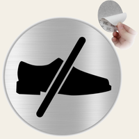 LEIASA | Señal No Zapatos - Ø 10 cm - Aluminio - Grosor 0.8 mm - Resistente Exterior - Impresión UV