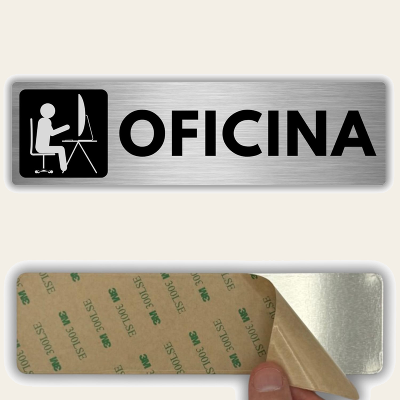 Señal Oficina de aluminio, 5x18 cm