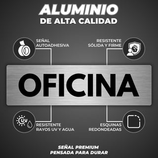 Señal Oficina: material premium resistente a rayos UV y agua