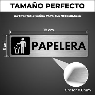 Señal Papelera: medidas y grosor del producto