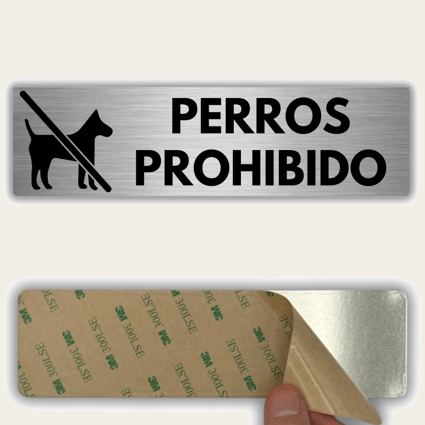 Señal Perros Prohibido de aluminio, 5x18 cm
