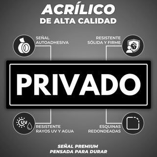 Señal Privado: material premium resistente a rayos UV y agua