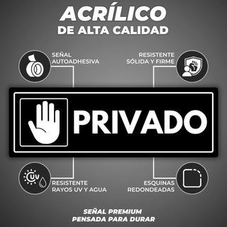 Señal Privado: material premium resistente a rayos UV y agua