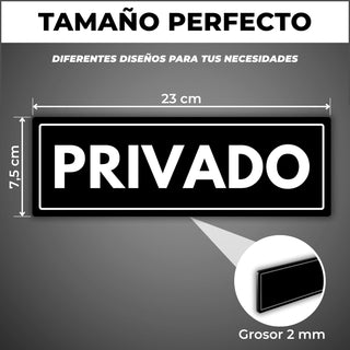 Señal Privado: medidas y grosor del producto