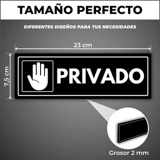 Señal Privado: medidas y grosor del producto