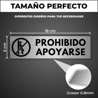 Señal Prohibido Apoyarse: medidas y grosor del producto
